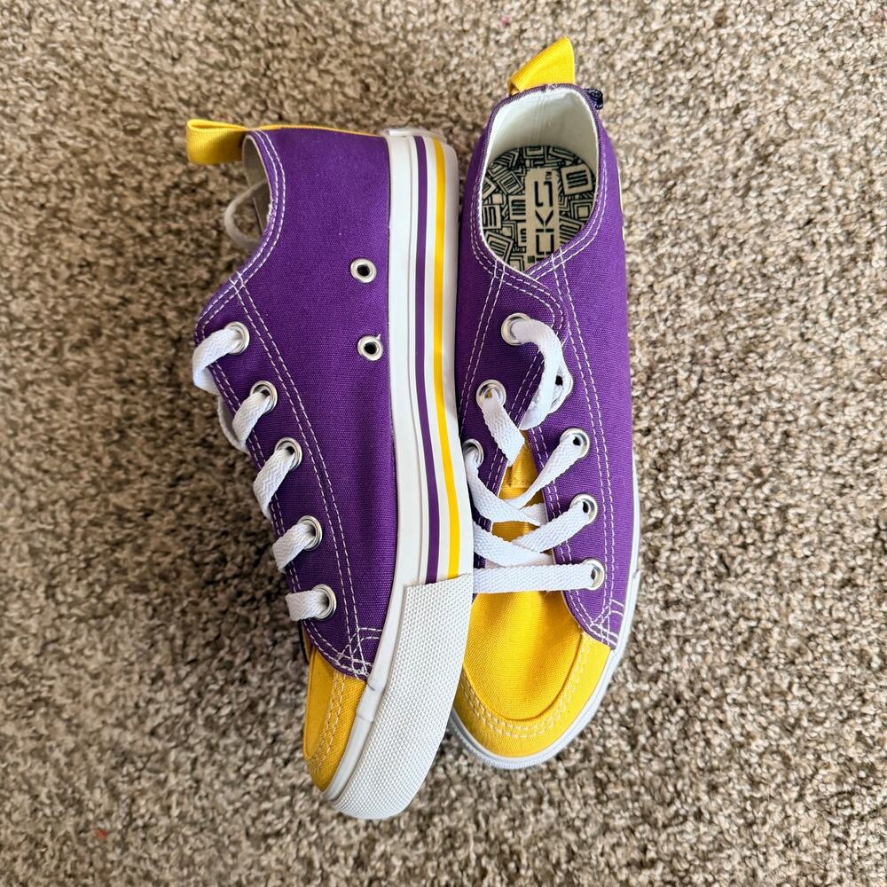 LSU Tigers Skicks Unisex Sneaker Shoes Purple Yellow Low Top Lace Up Size 6